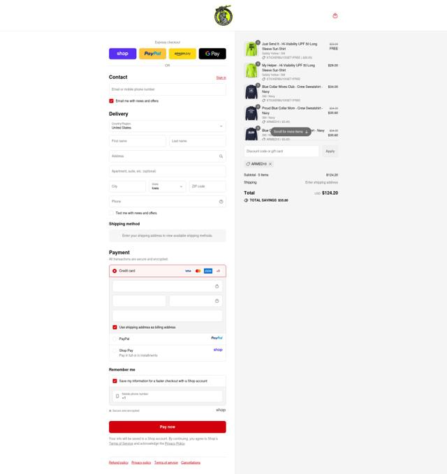 Armed American Supply checkout page showing Armed American Supply promo code box | Screenshot taken by SimplyCodes community member on Sep 11, 2025