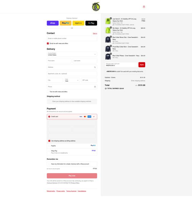 Armed American Supply checkout page showing Armed American Supply promo code box | Screenshot taken by SimplyCodes community member on Sep 11, 2025