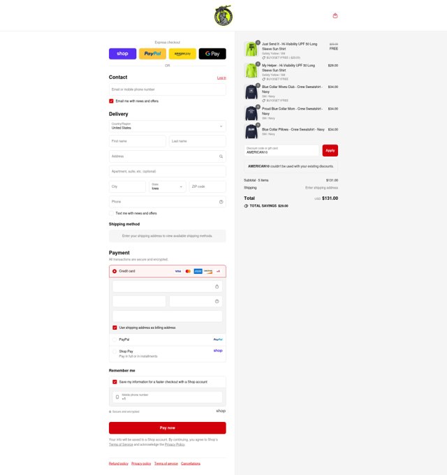 Armed American Supply checkout page showing Armed American Supply promo code box | Screenshot taken by SimplyCodes community member on Aug 29, 2025