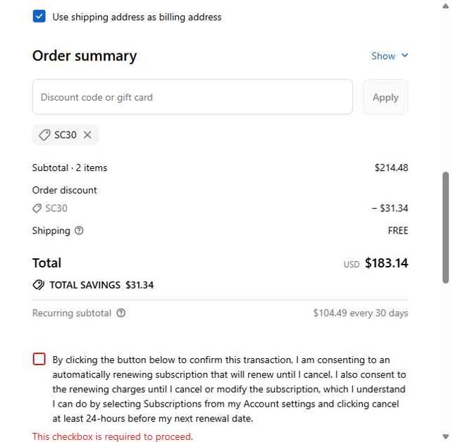 ARMRA checkout page showing ARMRA discount code box | Screenshot taken by SimplyCodes community member on Sep 8, 2025