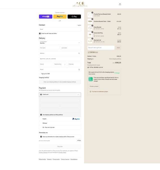 Arms of Eve checkout page showing Arms of Eve discount code box | Screenshot taken by SimplyCodes community member on Aug 8, 2025