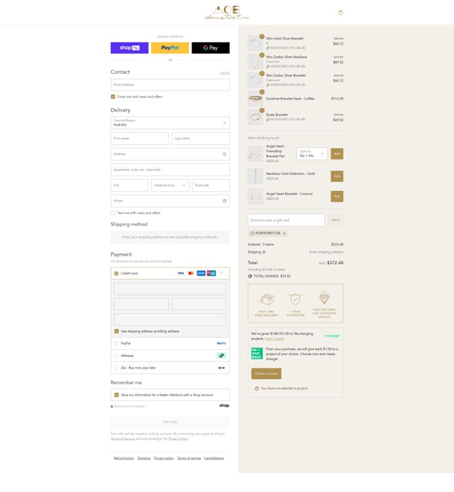 Arms of Eve checkout page showing Arms of Eve discount code box | Screenshot taken by SimplyCodes community member on Aug 26, 2025