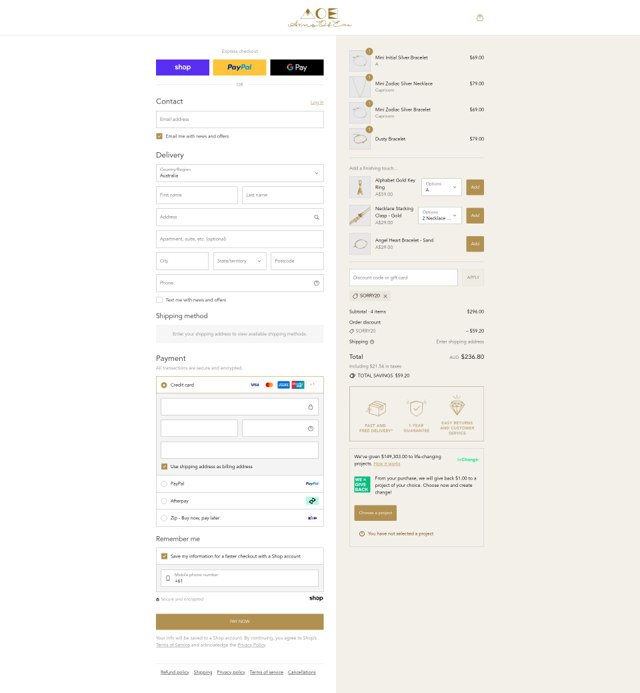 Arms of Eve checkout page showing Arms of Eve discount code box | Screenshot taken by SimplyCodes community member on Aug 30, 2025