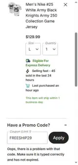 FREESHIP29 coupon verification screenshot