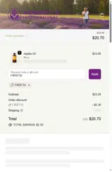 FIRST10 coupon verification screenshot