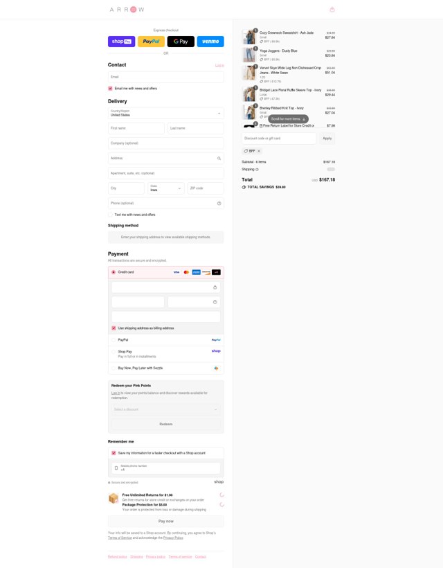 Arrow 22 checkout page showing Arrow 22 coupon code box | Screenshot taken by SimplyCodes community member on Aug 27, 2025