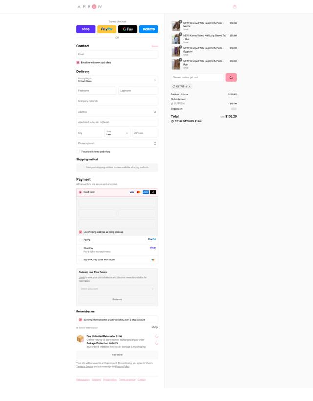 Arrow 22 checkout page showing Arrow 22 coupon code box | Screenshot taken by SimplyCodes community member on Sep 12, 2025