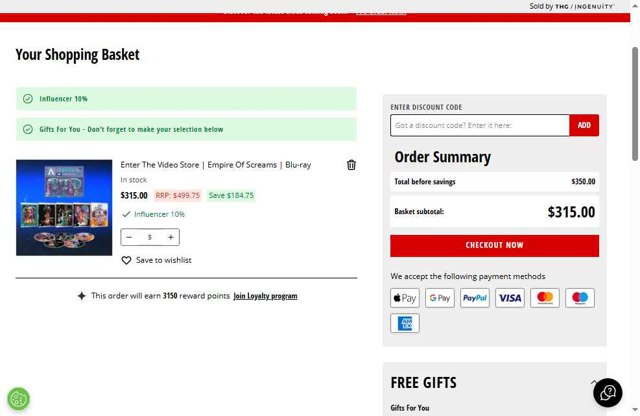 Arrow Video checkout page showing Arrow Video promo code box | Screenshot taken by SimplyCodes community member on Aug 14, 2025