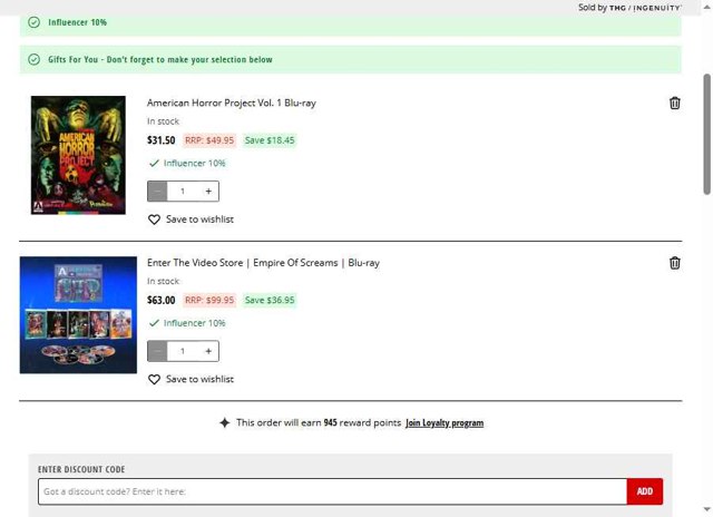 Arrow Video checkout page showing Arrow Video promo code box | Screenshot taken by SimplyCodes community member on Aug 19, 2025