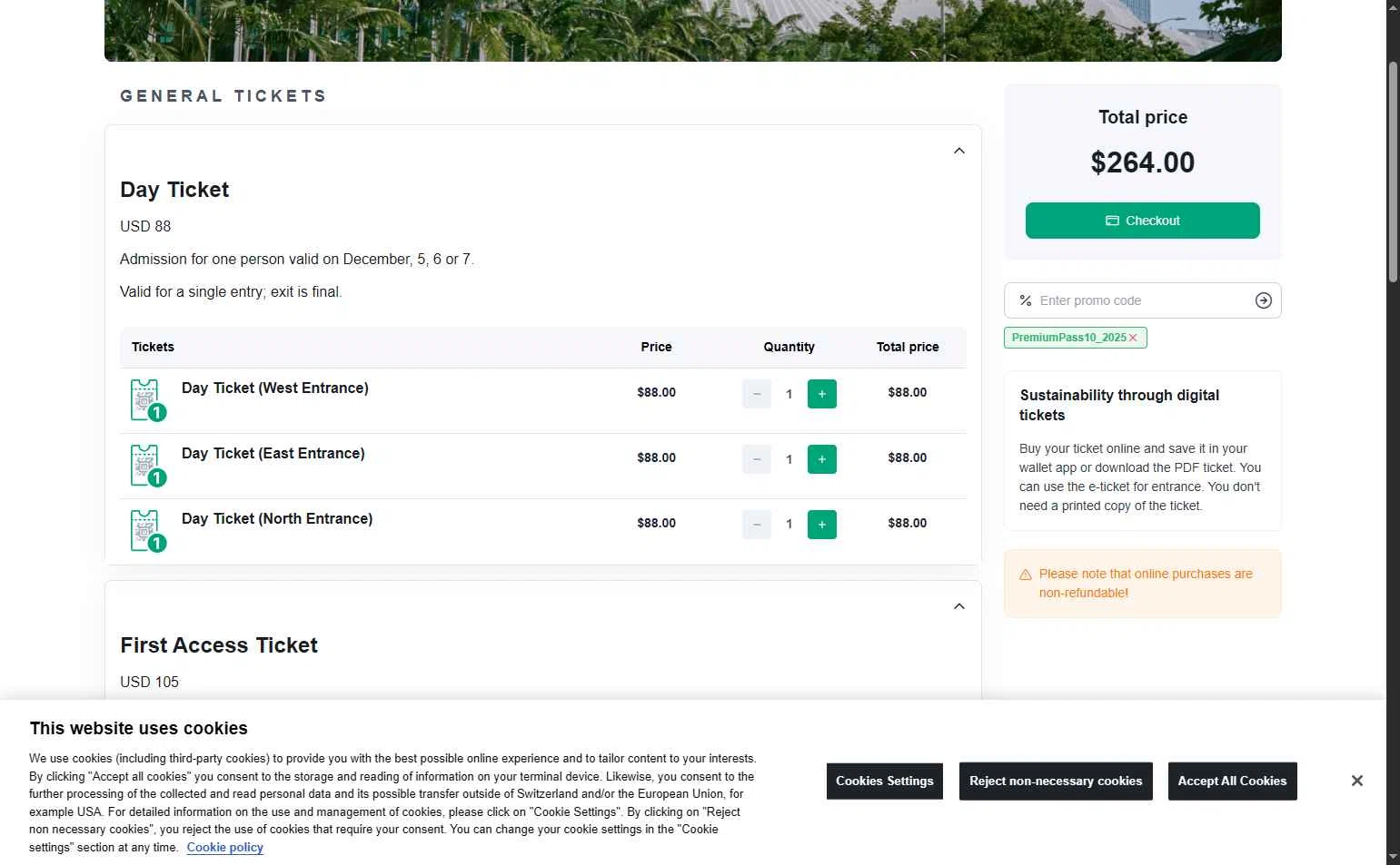 Art Basel checkout page showing Art Basel promo code box | Screenshot taken by SimplyCodes community member on Dec 3, 2025