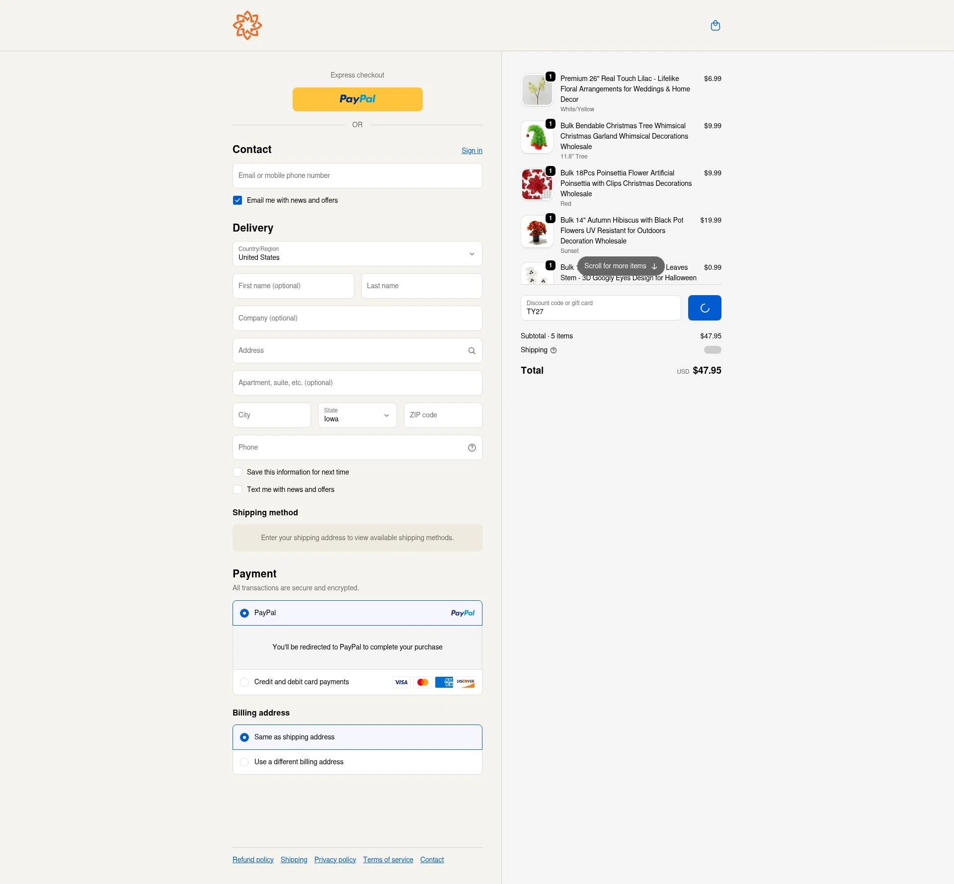 Artificial Merch checkout page showing Artificial Merch discount code box | Screenshot taken by SimplyCodes community member on Feb 5, 2026