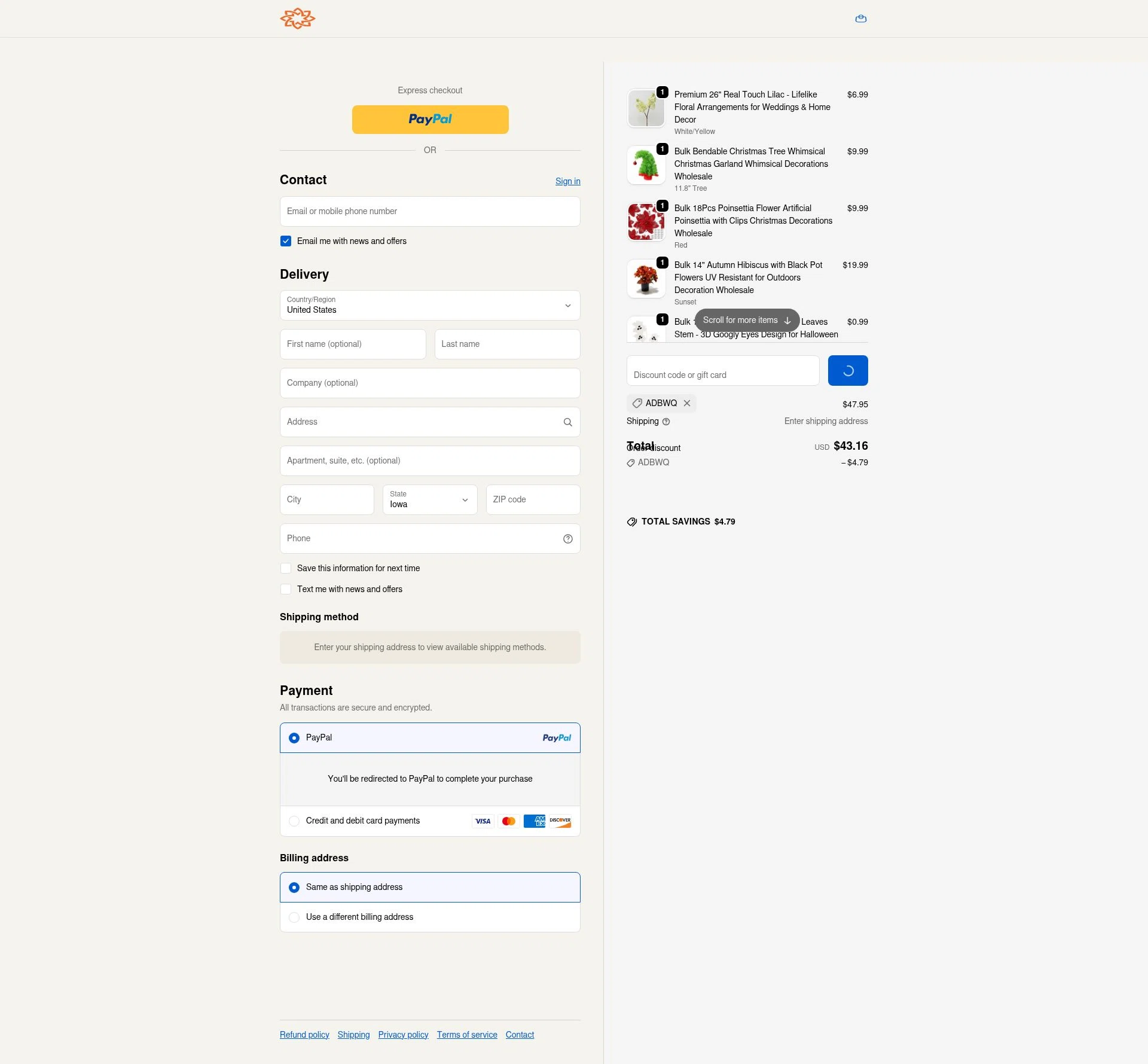 Artificial Merch checkout page showing Artificial Merch discount code box | Screenshot taken by SimplyCodes community member on Feb 5, 2026