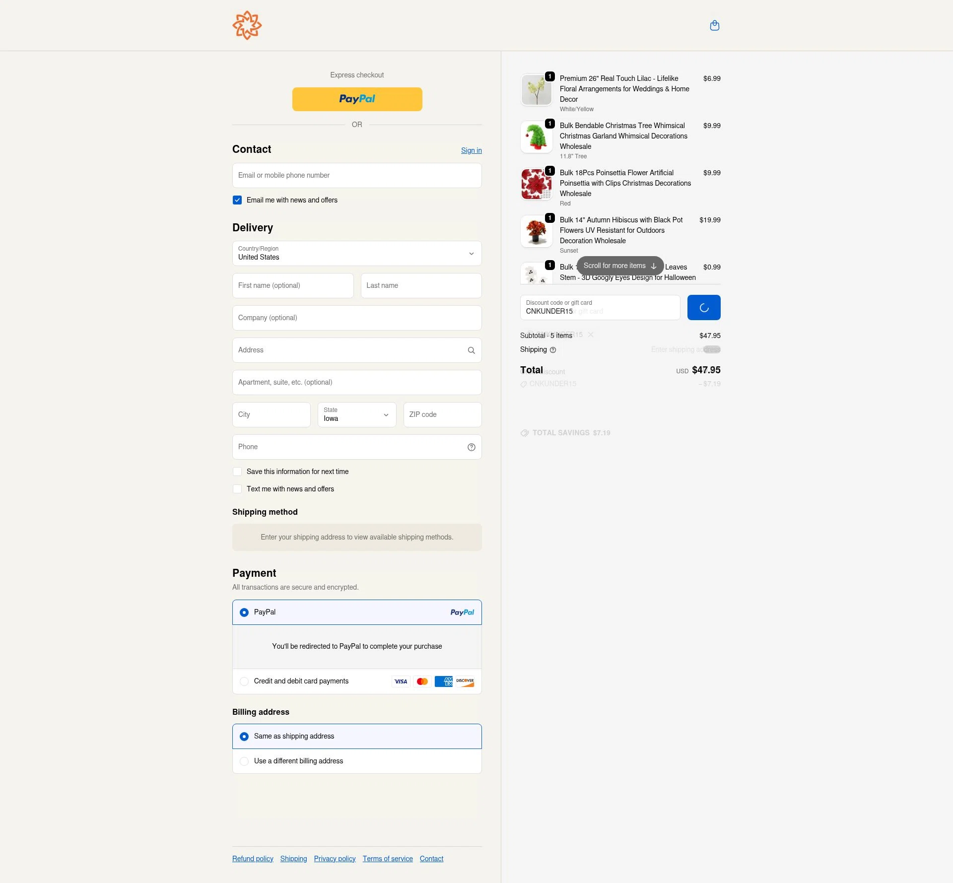 Artificial Merch checkout page showing Artificial Merch discount code box | Screenshot taken by SimplyCodes community member on Feb 5, 2026
