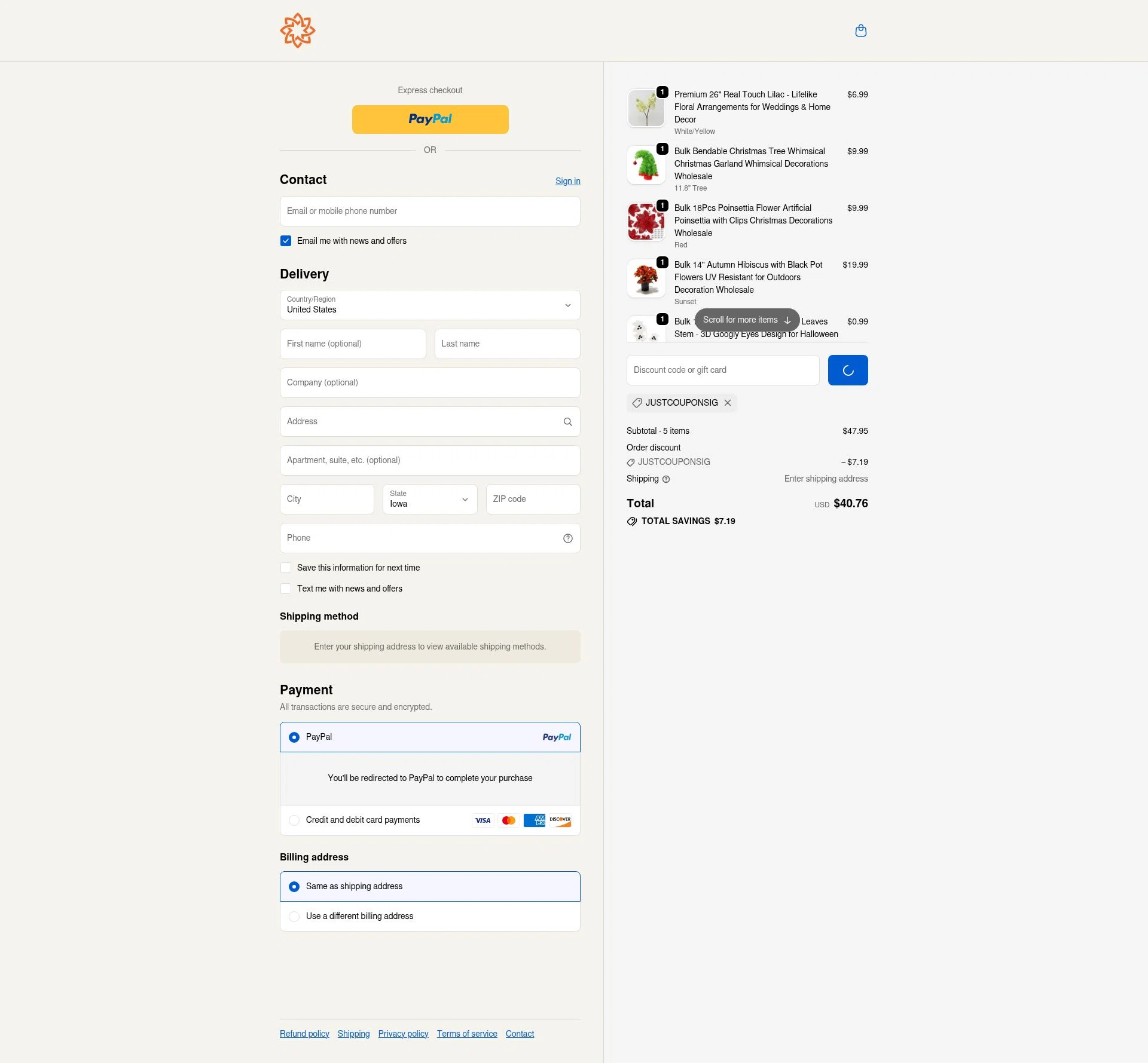 Artificial Merch checkout page showing Artificial Merch discount code box | Screenshot taken by SimplyCodes community member on Feb 5, 2026