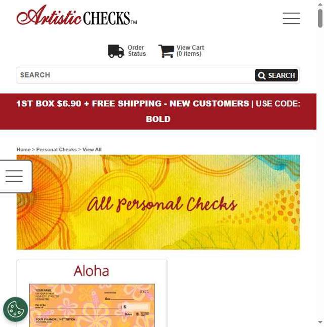 Artistic Checks checkout page showing Artistic Checks coupon code box | Screenshot taken by SimplyCodes community member on Jul 21, 2025