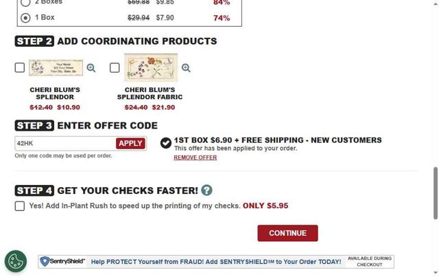 Artistic Checks checkout page showing Artistic Checks coupon code box | Screenshot taken by SimplyCodes community member on Sep 12, 2025