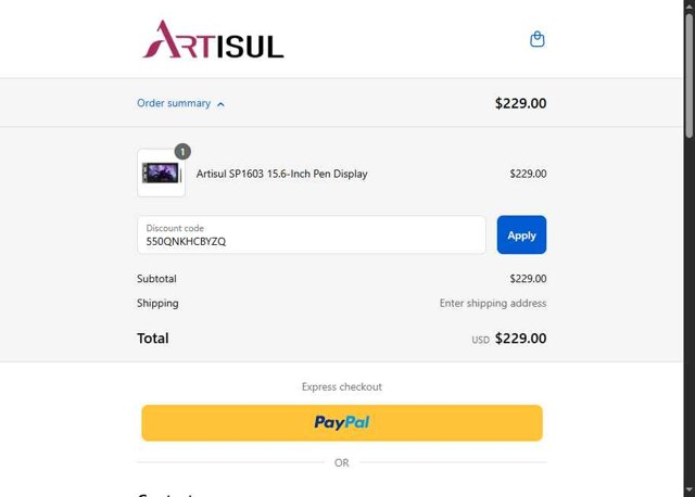 Artisul checkout page showing Artisul promo code box | Screenshot taken by SimplyCodes community member on Aug 30, 2025
