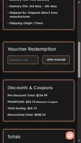 PHANTOM5 coupon verification screenshot
