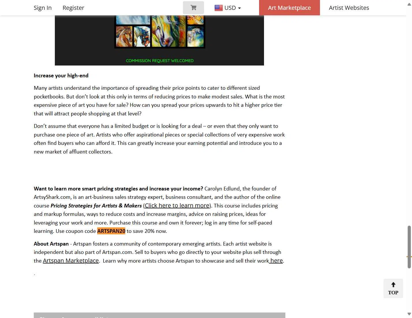 Artspan checkout page showing Artspan promo code box | Screenshot taken by SimplyCodes community member on Oct 31, 2025