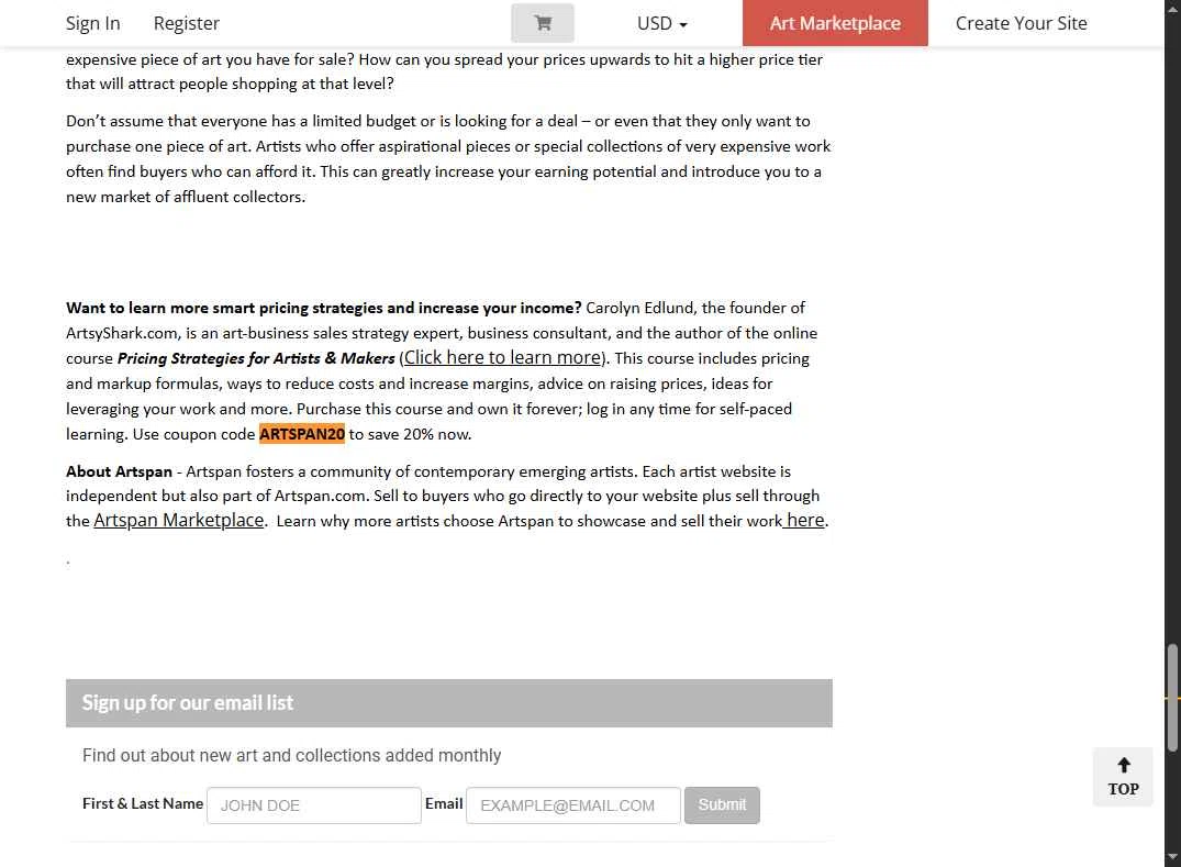 Artspan checkout page showing Artspan promo code box | Screenshot taken by SimplyCodes community member on Dec 19, 2025