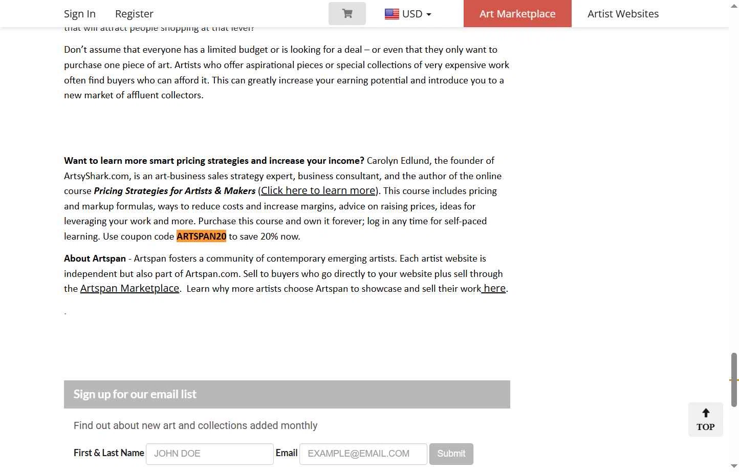 Artspan checkout page showing Artspan promo code box | Screenshot taken by SimplyCodes community member on Nov 17, 2025