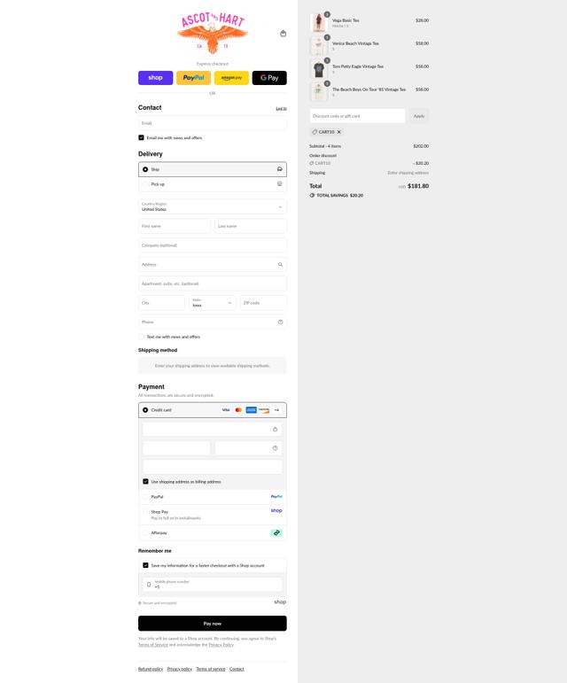 Ascot+Hart checkout page showing Ascot+Hart promo code box | Screenshot taken by SimplyCodes community member on Aug 29, 2025