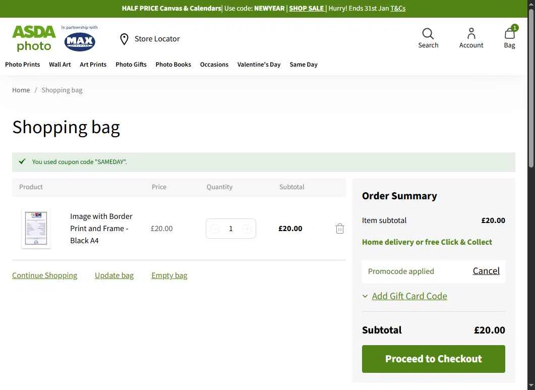 Asda Travel Insurance checkout page showing Asda Travel Insurance promo code box | Screenshot taken by SimplyCodes community member on Jan 17, 2026