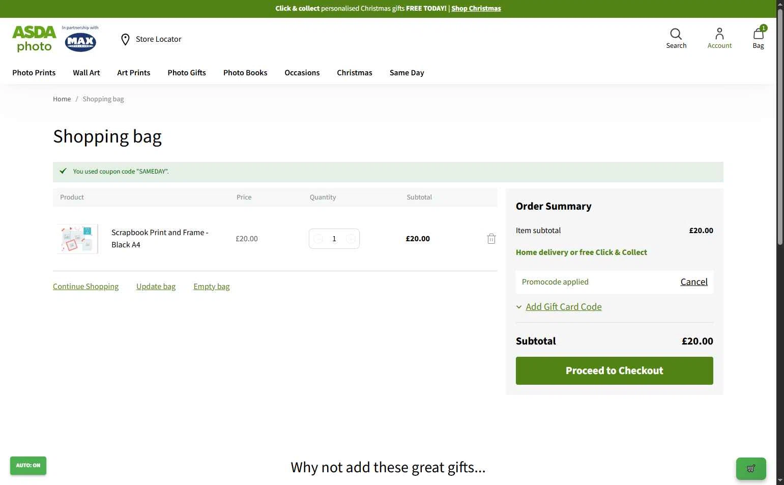Asda Travel Insurance checkout page showing Asda Travel Insurance promo code box | Screenshot taken by SimplyCodes community member on Dec 19, 2025