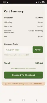 Asheville Dispensary coupon verification screenshot