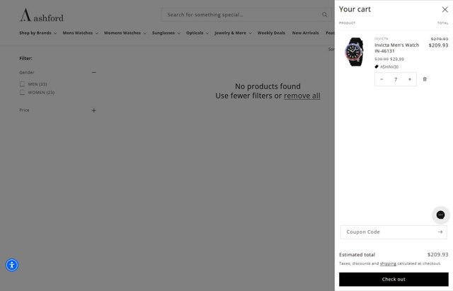Ashford checkout page showing Ashford coupon code box | Screenshot taken by SimplyCodes community member on Aug 24, 2025