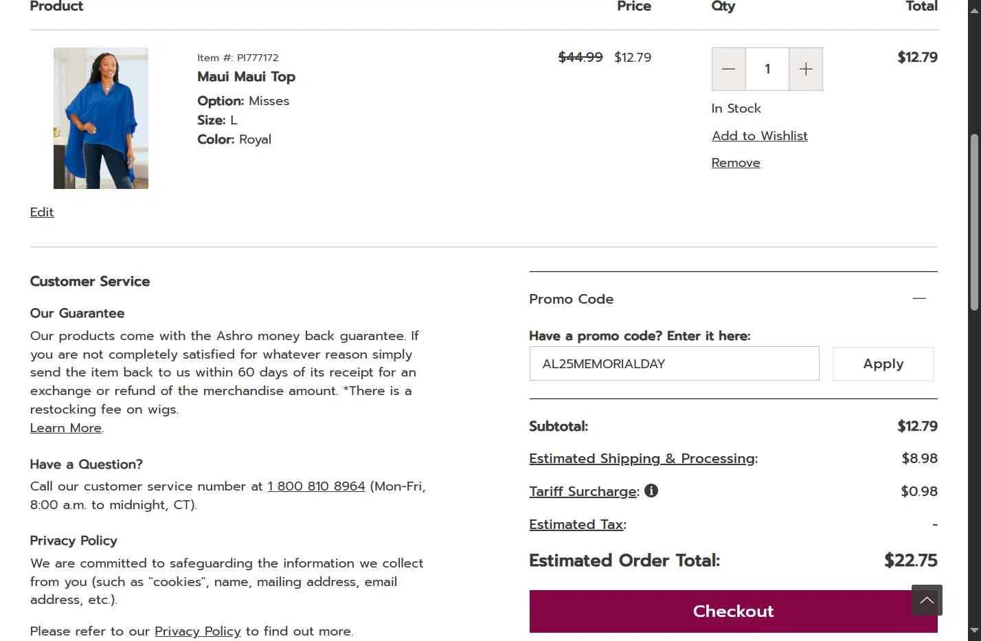 Ashro Lifestyles checkout page showing Ashro Lifestyles promo code box | Screenshot taken by SimplyCodes community member on Jul 18, 2025