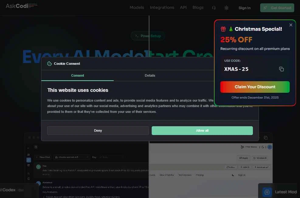 AskCodi checkout page showing AskCodi promo code box | Screenshot taken by SimplyCodes community member on Dec 25, 2025