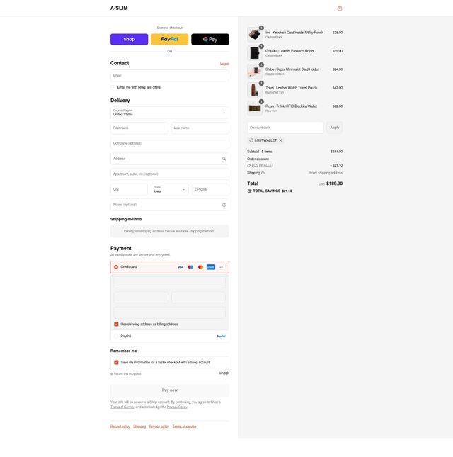 A-SLIM checkout page showing A-SLIM promo code box | Screenshot taken by SimplyCodes community member on Sep 3, 2025