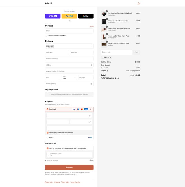 A-SLIM checkout page showing A-SLIM promo code box | Screenshot taken by SimplyCodes community member on Aug 22, 2025