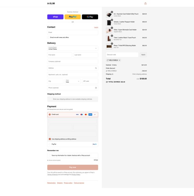 A-SLIM checkout page showing A-SLIM promo code box | Screenshot taken by SimplyCodes community member on Aug 30, 2025