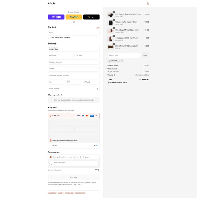 A-SLIM checkout page showing A-SLIM promo code box | Screenshot taken by SimplyCodes community member on Aug 26, 2025