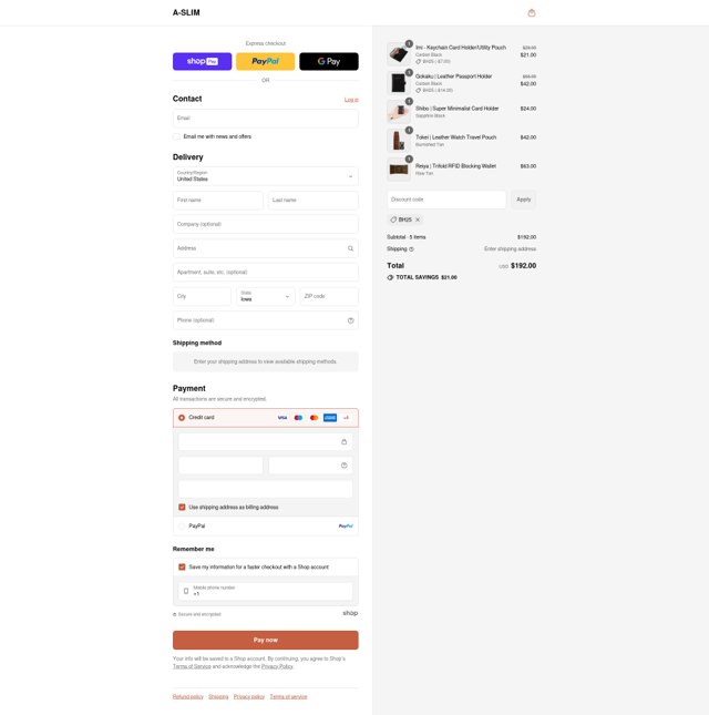 A-SLIM checkout page showing A-SLIM promo code box | Screenshot taken by SimplyCodes community member on Aug 24, 2025