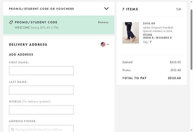 ASOS checkout page showing ASOS promo code box | Screenshot taken by SimplyCodes community member on Aug 25, 2025