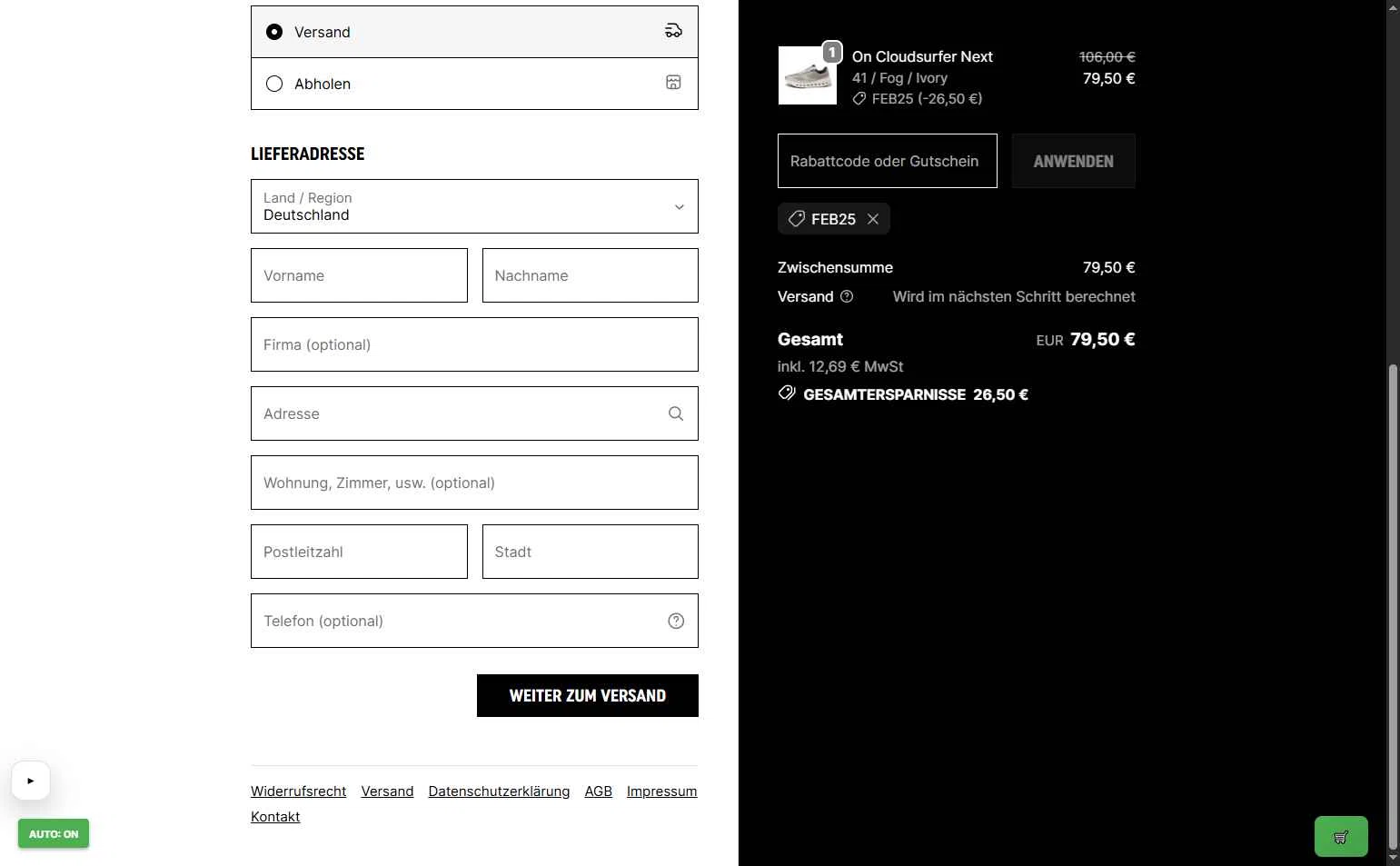 Asphaltgold checkout page showing Asphaltgold promo code box | Screenshot taken by SimplyCodes community member on Feb 9, 2026