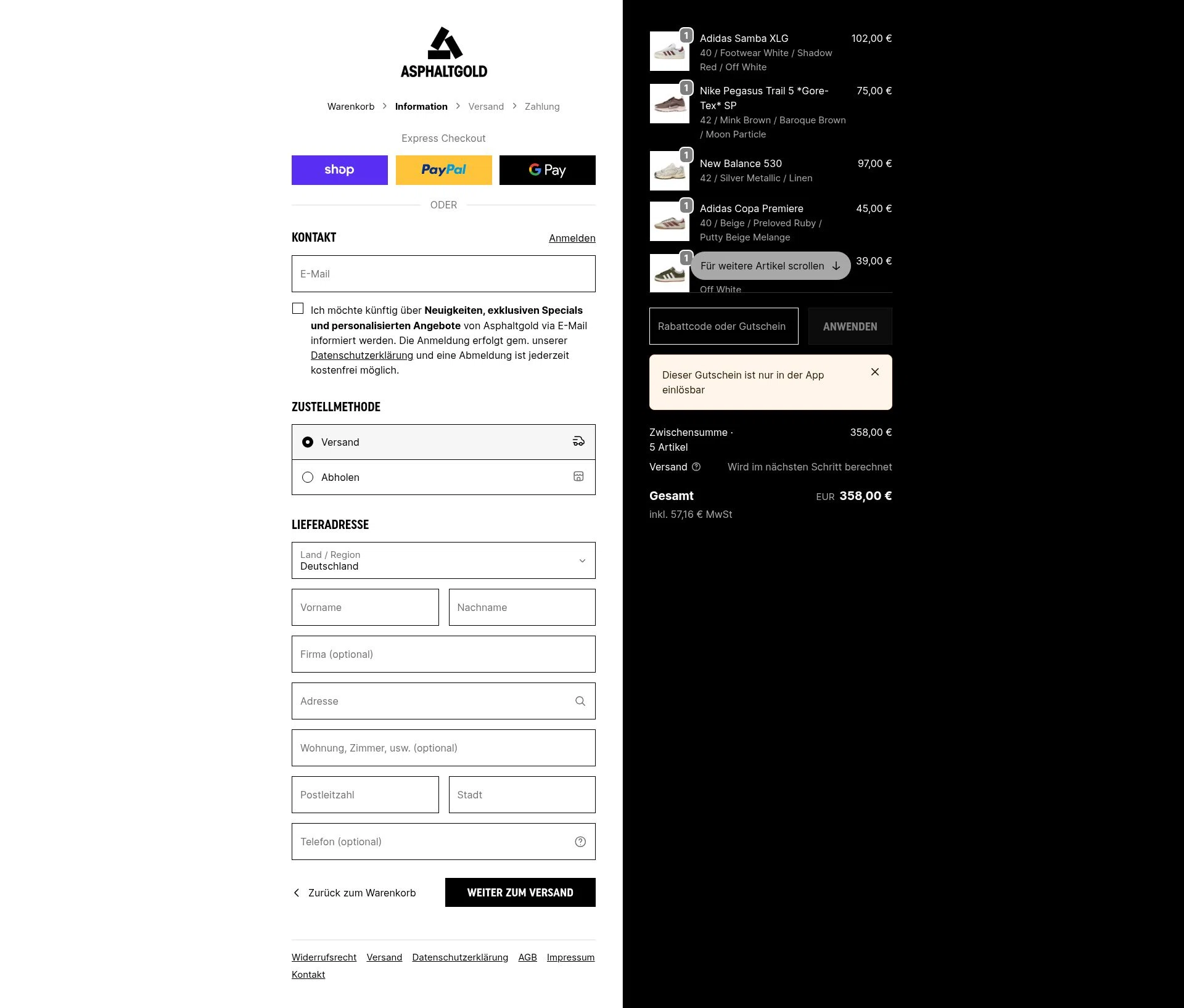 Asphaltgold checkout page showing Asphaltgold promo code box | Screenshot taken by SimplyCodes community member on Jan 27, 2026