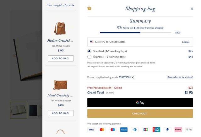 Aspinal of London checkout page showing Aspinal of London discount code box | Screenshot taken by SimplyCodes community member on Jul 29, 2025