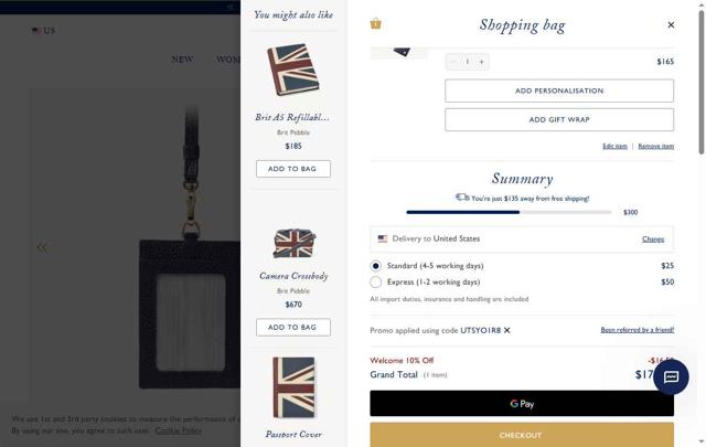 Aspinal of London checkout page showing Aspinal of London discount code box | Screenshot taken by SimplyCodes community member on Sep 1, 2025