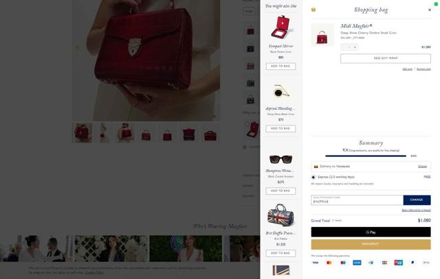 Aspinal of London checkout page showing Aspinal of London discount code box | Screenshot taken by SimplyCodes community member on Sep 5, 2025