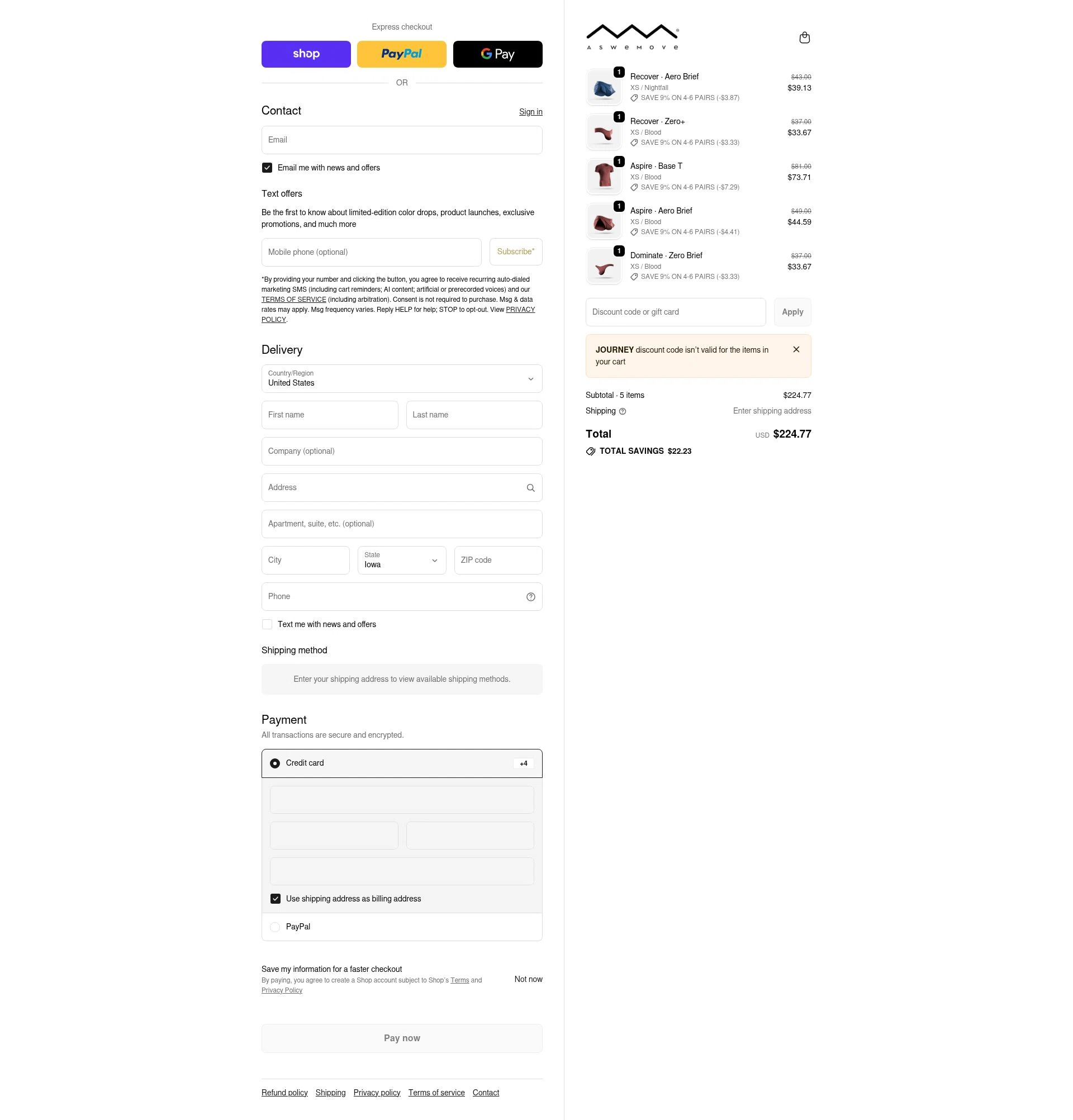 AsWeMove checkout page showing AsWeMove discount code box | Screenshot taken by SimplyCodes community member on Feb 18, 2026