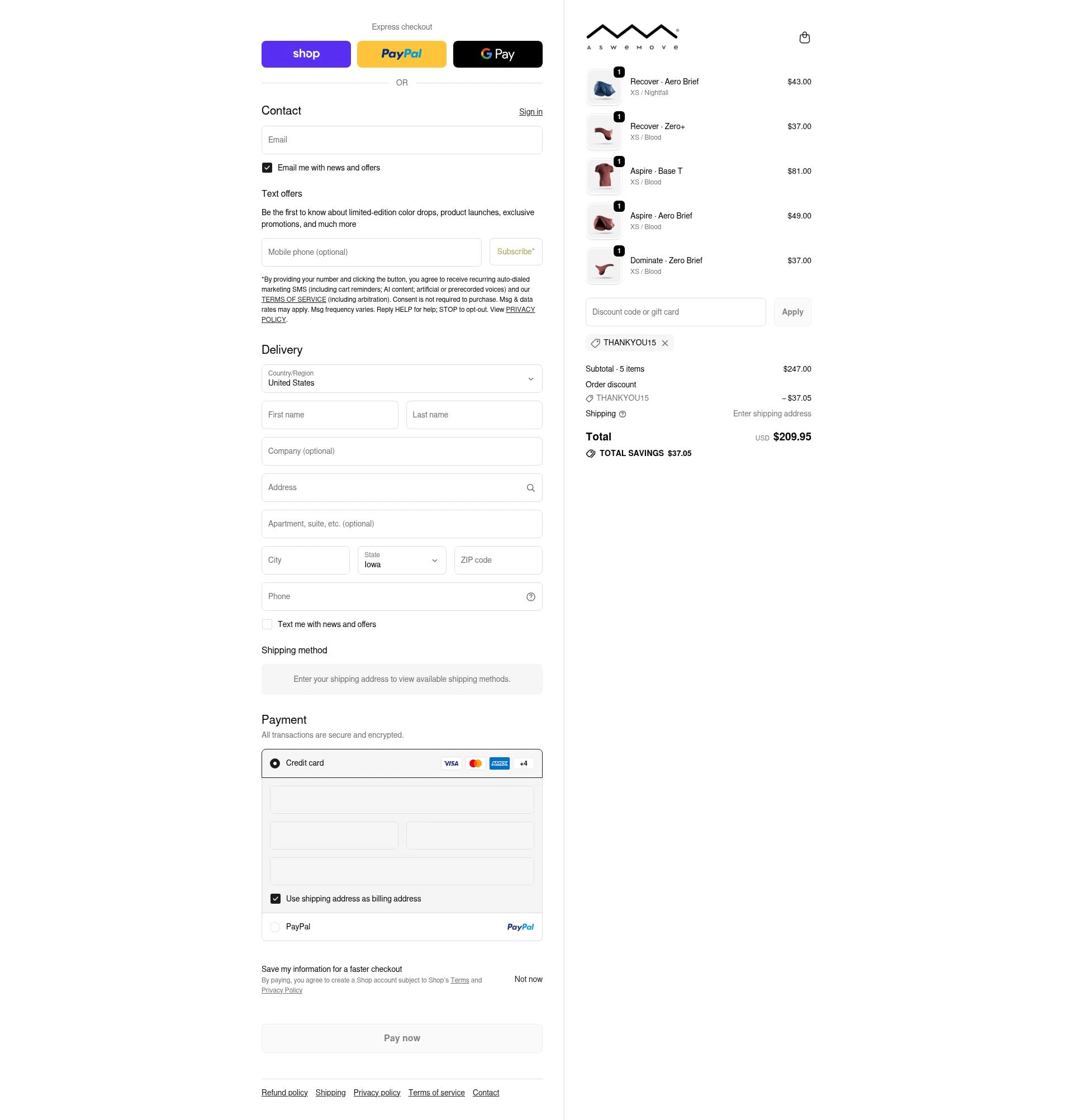 AsWeMove checkout page showing AsWeMove discount code box | Screenshot taken by SimplyCodes community member on Feb 18, 2026
