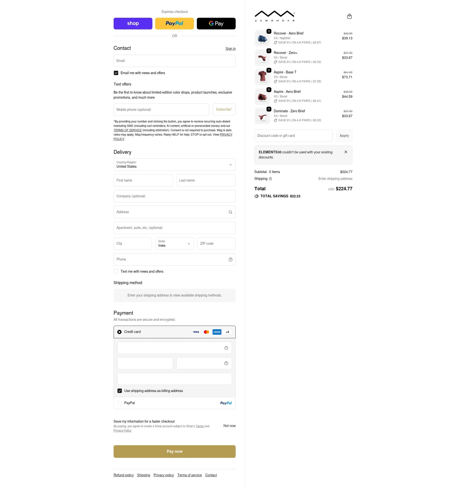 AsWeMove checkout page showing AsWeMove discount code box | Screenshot taken by SimplyCodes community member on Feb 18, 2026