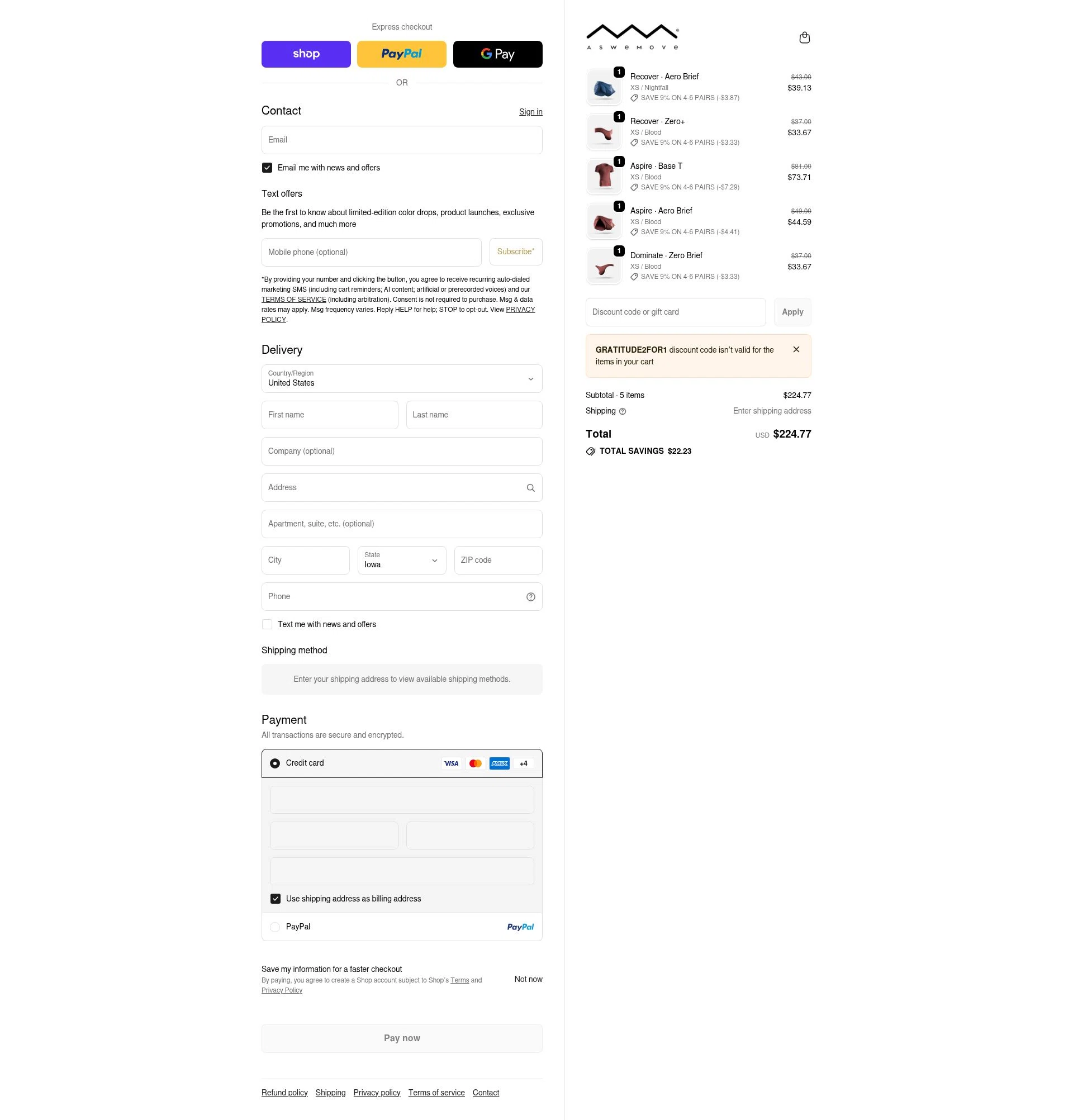 AsWeMove checkout page showing AsWeMove discount code box | Screenshot taken by SimplyCodes community member on Feb 18, 2026