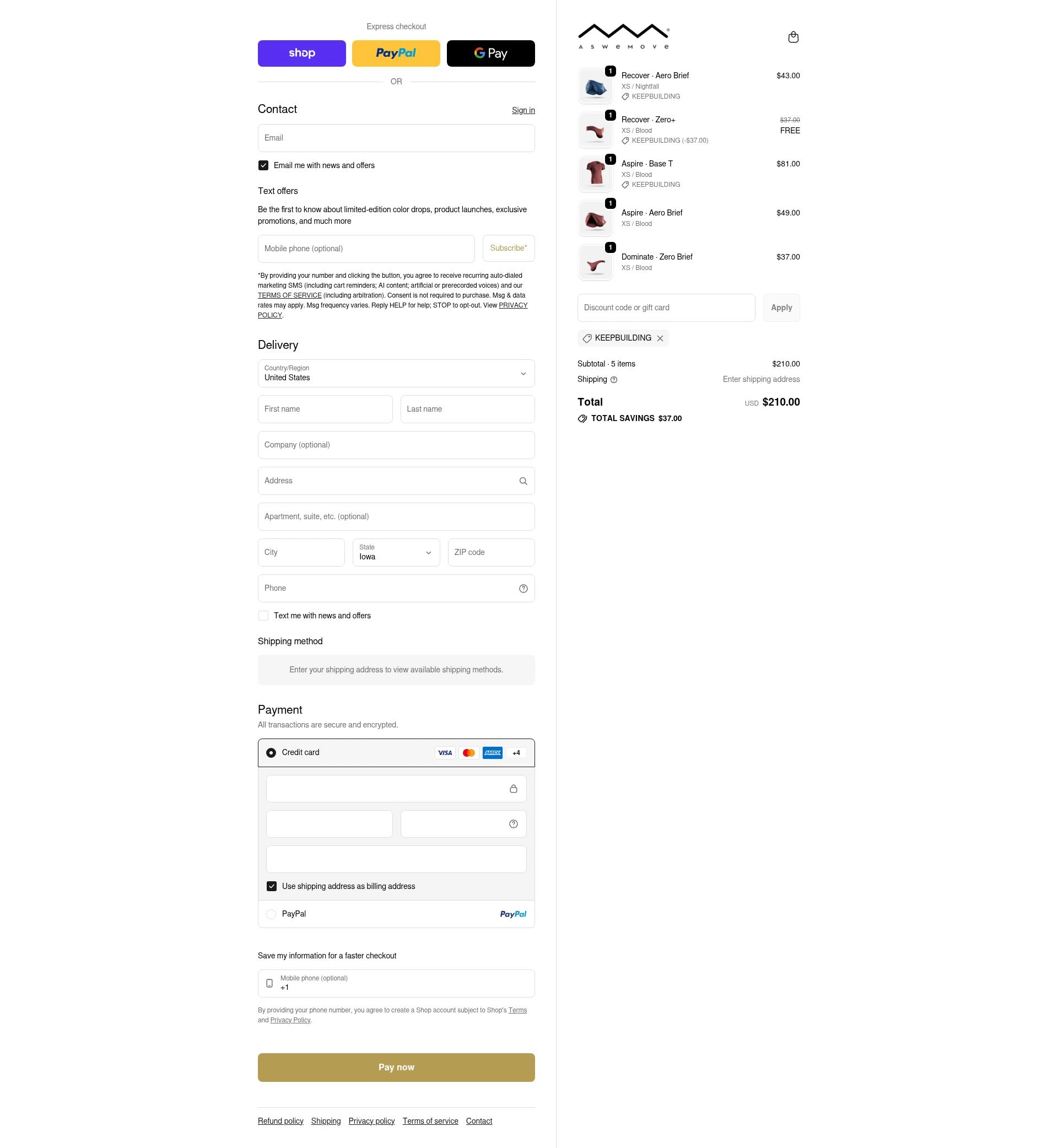AsWeMove checkout page showing AsWeMove discount code box | Screenshot taken by SimplyCodes community member on Feb 13, 2026