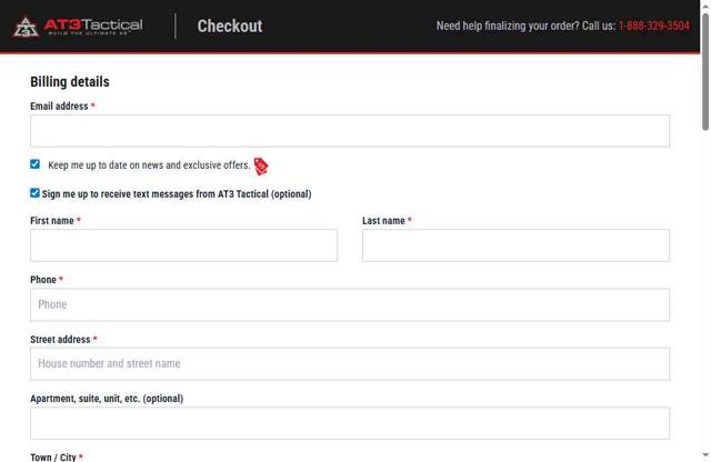 AT3 Tactical checkout page showing AT3 Tactical discount code box | Screenshot taken by SimplyCodes community member on Aug 25, 2025
