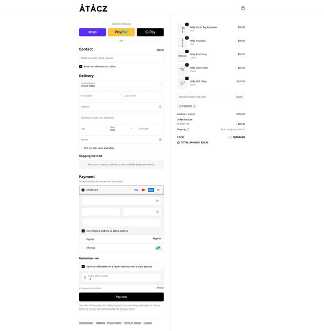 Atacz checkout page showing Atacz promo code box | Screenshot taken by SimplyCodes community member on Sep 22, 2025